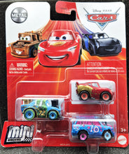 Load image into Gallery viewer, Disney Pixar Cars Mini Racers 3 Pack Thunder Hollow Series-Superfly, Rusteze Lightning McQueen, Blindspot Set