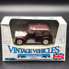 Load image into Gallery viewer, ERTL 1958 London Taxi-Austin FX3 3 Door Taxi Cab Maroon #2551 1:43 ERTL Vintage Vehicles Diecast Model