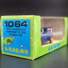 Load image into Gallery viewer, Eligor 1925 Opel Laubfrosch Camionnette (Van) Ovomaltine #1064 Blue 1/43 Diecast Model