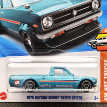 Load image into Gallery viewer, Hot Wheels 2025 1975 Datsun Sunny Truck (B120) #93 Teal HW Hot Trucks 6/10 New Long Card
