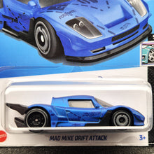 Load image into Gallery viewer, Hot Wheels 2024 Mad Mike Drift Attack Satin Blue #59 HW Modified 5/10 New Long Card