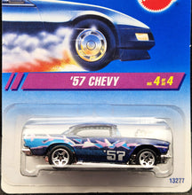 Load image into Gallery viewer, Hot Wheels 1995 '57 Chevy - Exposed Engine Dark Blue #290 Steel Stamp Series 4/4 New Long Card