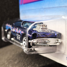 Load image into Gallery viewer, Hot Wheels 1995 '57 Chevy - Exposed Engine Dark Blue #290 Steel Stamp Series 4/4 New Long Card