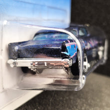 Load image into Gallery viewer, Hot Wheels 1995 '57 Chevy - Exposed Engine Dark Blue #290 Steel Stamp Series 4/4 New Long Card