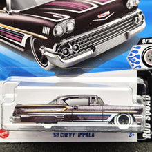 Load image into Gallery viewer, Hot Wheels 2025 '58 Chevy Impala Dark Purple #111 Rod Squad 8/10 New Long Card