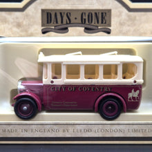 Load image into Gallery viewer, Lledo Days Gone 1935 Dennis Single Deck Coach City Of Coventry Dark Red DG10019