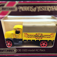 Load image into Gallery viewer, Matchbox 1920 Mack AC Truck Consolidated Motor Lines Ltd Yellow Models Of Yesteryear Y30-1