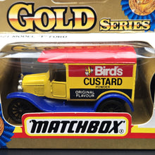 Load image into Gallery viewer, Matchbox 1990 1921 Ford Model T - Bird's Custard Powder Yellow #44 1-75 Gold Series