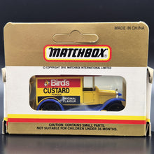 Load image into Gallery viewer, Matchbox 1990 1921 Ford Model T - Bird's Custard Powder Yellow #44 1-75 Gold Series