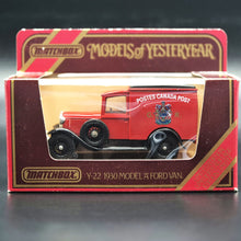 Load image into Gallery viewer, Matchbox 1930 Model A Ford Van Canadian Royal Mail Red Models Of Yesteryear Y22-1 Boxed