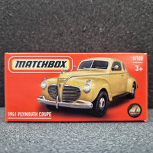 Load image into Gallery viewer, Matchbox 2024 1941 Plymouth Coupe Pale Yellow #8 MBX Metro New Sealed Box
