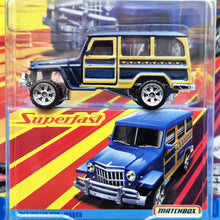 Load image into Gallery viewer, Matchbox 2020 1962 Willys Jeep Wagon Blue #13 Superfast New