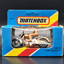 Load image into Gallery viewer, Matchbox 1982 Harley Davidson Motorcycle Brown 1-75 Series MB50 Boxed