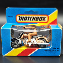 Load image into Gallery viewer, Matchbox 1982 Harley Davidson Motorcycle Brown 1-75 Series MB50 Boxed