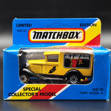 Load image into Gallery viewer, Matchbox 1988 Ford Model A Van Isle of Man TT Races Yellow 1-75 Series MB38 Boxed