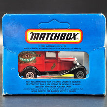 Load image into Gallery viewer, Matchbox 1990 Ford Model A Van Mervyn Wynne Diecast Models Red 1-75 Series MB38 Boxed