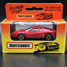 Load image into Gallery viewer, Matchbox 1993 Ferrari Testarossa Red #75 Matchbox 1-75 Superfast Boxed