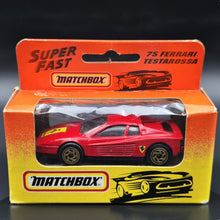 Load image into Gallery viewer, Matchbox 1993 Ferrari Testarossa Red #75 Matchbox 1-75 Superfast Boxed