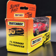 Load image into Gallery viewer, Matchbox 1993 Ferrari Testarossa Red #75 Matchbox 1-75 Superfast Boxed