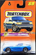 Load image into Gallery viewer, Matchbox 1998 1997 Corvette Blue #69 Super Cars 3/5 Long Card