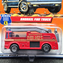 Load image into Gallery viewer, Matchbox 1998 Snorkel Fire Truck Red #26 To The Rescue Series 6/10 Long Card