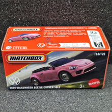 Load image into Gallery viewer, Matchbox 2025 2019 Volkswagen Beetle Convertible Pink #118 MBX Road Trip New Sealed Box