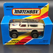 Load image into Gallery viewer, Matchbox 1985 4x4 Open Back Pickup Truck White MB63 Bob Jane T-Marts Limited Edition Sealed Box