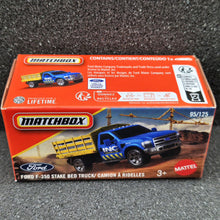 Load image into Gallery viewer, Matchbox 2025 Ford F-350 Stake Bed Truck Blue #95 MBX Construction New Sealed Box