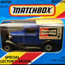 Load image into Gallery viewer, Matchbox 1983 Ford Model A Van Champion Spark Plugs Series 1-75 MB38 Boxed Limited Edition
