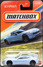 Load image into Gallery viewer, Matchbox 2025 Karma Revero GS-6 Pale Blue #112 MBX Road Trip New Long Card