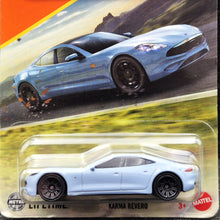 Load image into Gallery viewer, Matchbox 2025 Karma Revero GS-6 Pale Blue #112 MBX Road Trip New Long Card