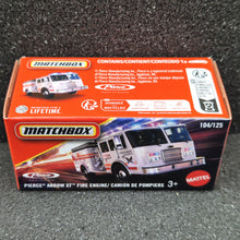 Load image into Gallery viewer, Matchbox 2025 Pierce Arrow XT Fire Engine Grey #104 MBX Rescue New Sealed Box