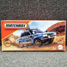 Load image into Gallery viewer, Matchbox 2025 '70 Datsun 510 Rally Light Blue #51 MBX Adventure New Sealed Box
