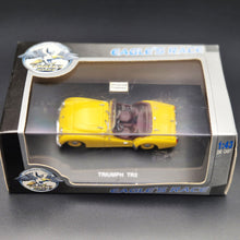 Load image into Gallery viewer, Universal Hobbies Eagle's Race 1955 Triumph TR2 Yellow #3683 1:43 Die Cast Model