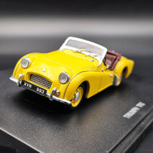 Load image into Gallery viewer, Universal Hobbies Eagle's Race 1955 Triumph TR2 Yellow #3683 1:43 Die Cast Model
