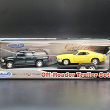 Load image into Gallery viewer, Welly 2001 Chevrolet Suburban & 1970 Ford Mustang Boss 302 Off-Roader Trailer Set Collection