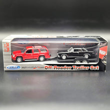 Load image into Gallery viewer, Welly 2002 Cadillac Escalade & 1965 Pontiac GTO Off-Roader Trailer Set Collection