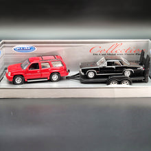 Load image into Gallery viewer, Welly 2002 Cadillac Escalade & 1965 Pontiac GTO Off-Roader Trailer Set Collection