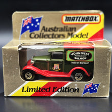 Load image into Gallery viewer, Matchbox 1990 Ford Model A Van John West Salmon Dark Green Series 1-75 MB38 Boxed