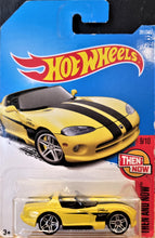 Load image into Gallery viewer, Hot Wheels 2017 Dodge Viper RT/10 Yellow #281 Then and Now 9/10 New Long Card
