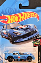 Load image into Gallery viewer, Hot Wheels 2019 SRT Viper GTS-R Blue #124 HW Race Day 10/10 New Long Card