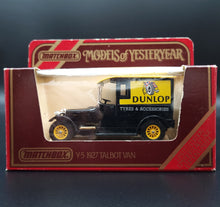 Load image into Gallery viewer, Matchbox 1927 Talbot Van Dunlop Tyres Black Models Of Yesteryear Y5