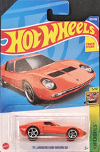 Load image into Gallery viewer, Hot Wheels 2022 '71 Lamborghini Miura SV Orange #202 HW Exotics 5/10 New Long Card
