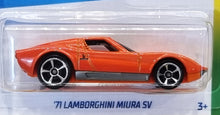 Load image into Gallery viewer, Hot Wheels 2022 '71 Lamborghini Miura SV Orange #202 HW Exotics 5/10 New Long Card