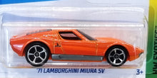Load image into Gallery viewer, Hot Wheels 2022 '71 Lamborghini Miura SV Orange #202 HW Exotics 5/10 New Long Card