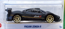 Load image into Gallery viewer, Hot Wheels 2022 Pagani Zonda R Matte Black #215 HW Exotics 7/10 New Long Card