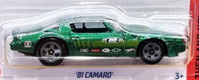 Load image into Gallery viewer, Hot Wheels 2022 '81 Camaro Green #248 Then and Now 10/10 New Long Card