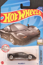 Load image into Gallery viewer, Hot Wheels 2022 McLaren F1 Black #107 Factory Fresh 4/10 New Long Card
