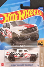 Load image into Gallery viewer, Hot Wheels 2022 '19 Chevy Silverado Trail Boss LT White #53 Baja Blazers 7/10 New