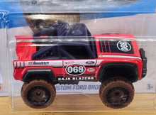 Load image into Gallery viewer, Hot Wheels 2022 Custom Ford Bronco Red #74 Baja Blazers 8/10 New Long Card